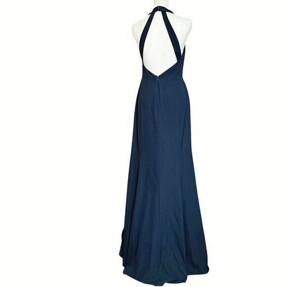 BHLDN Anthropologie NAVY dark blue Montreal maxi dress halter women's size 8 - Picture 6 of 12